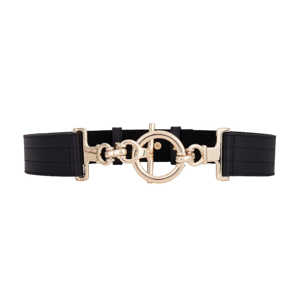 Lovestrength "Indie" Black Leather Belt With Gold Buckle